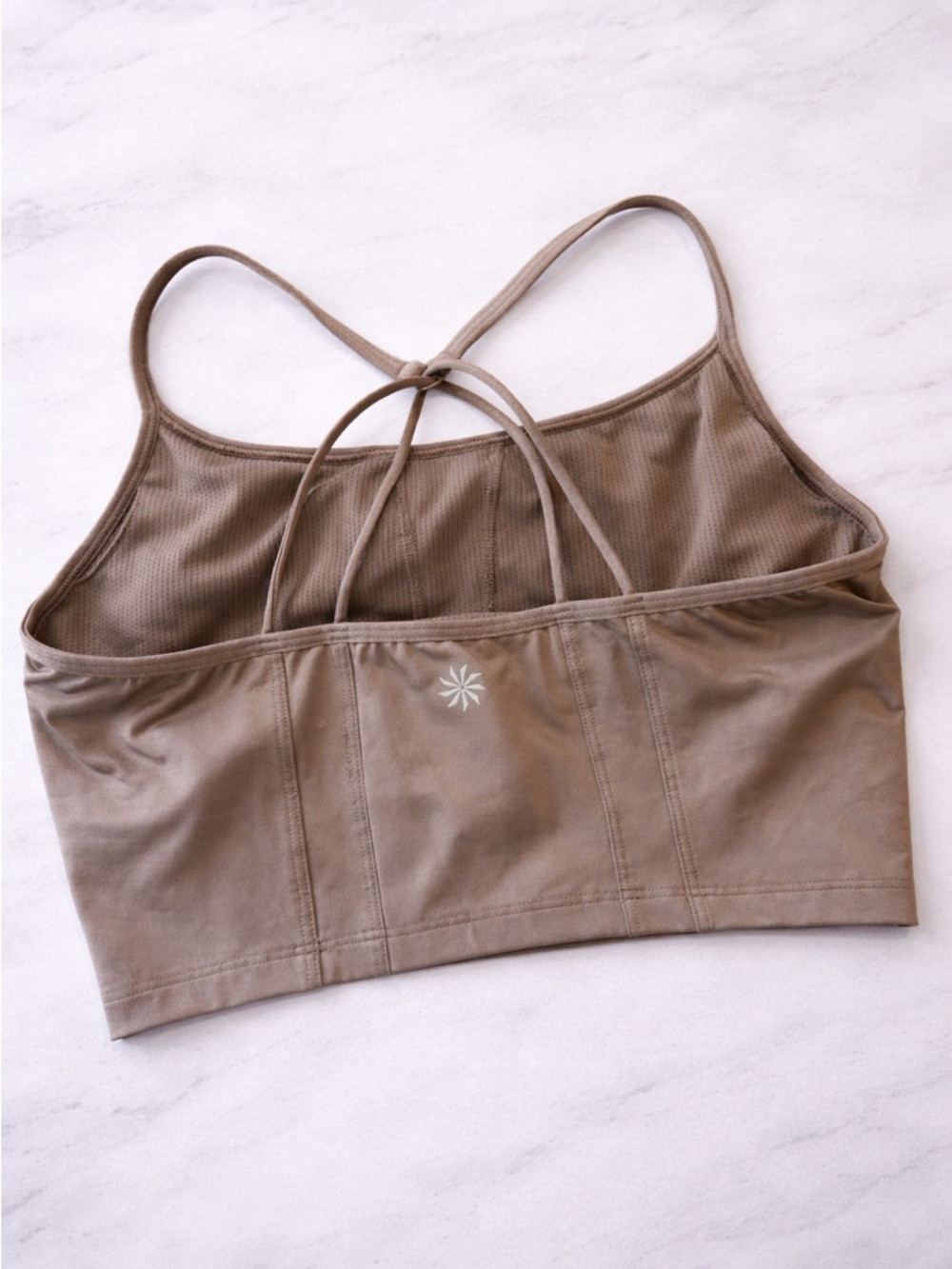 Athleta Strappy Back Longline Sports Bra Brown Small